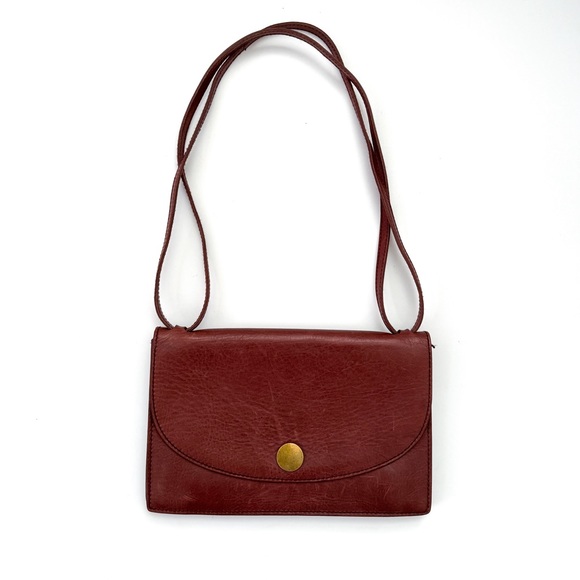 Madewell Handbags - Madewell The Slim Red Brown Leather Convertible Crossbody Shoulder Bag Trifold